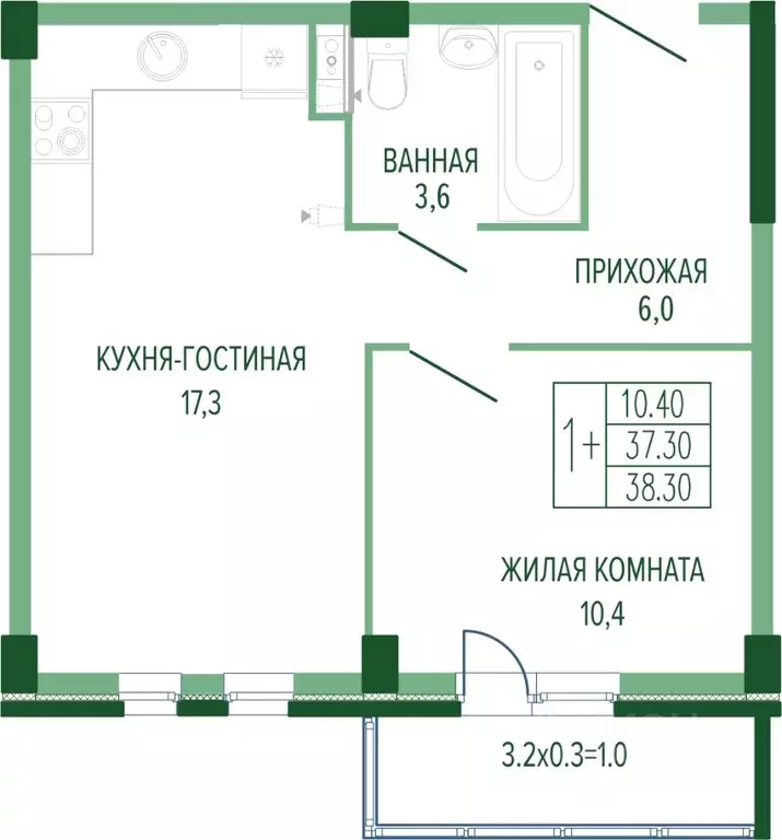 1-к кв. Краснодарский край, Краснодар Круговая ул., 4/1 (39.43 м) - Фото 0