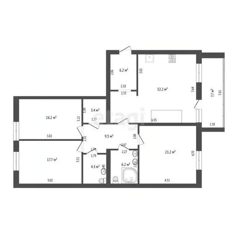 3-к кв. Тюменская область, Тюмень ул. Раушана Абдуллина, 9 (120.0 м) - Фото 1