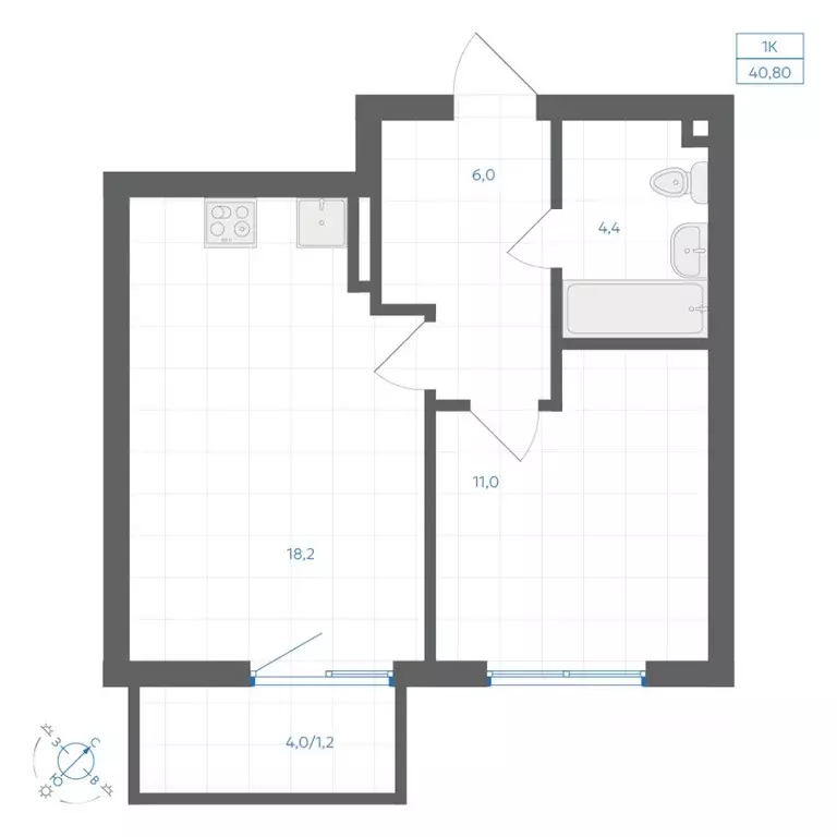 1-к кв. Челябинская область, Челябинск Клевер жилой комплекс (40.8 м) - Фото 1