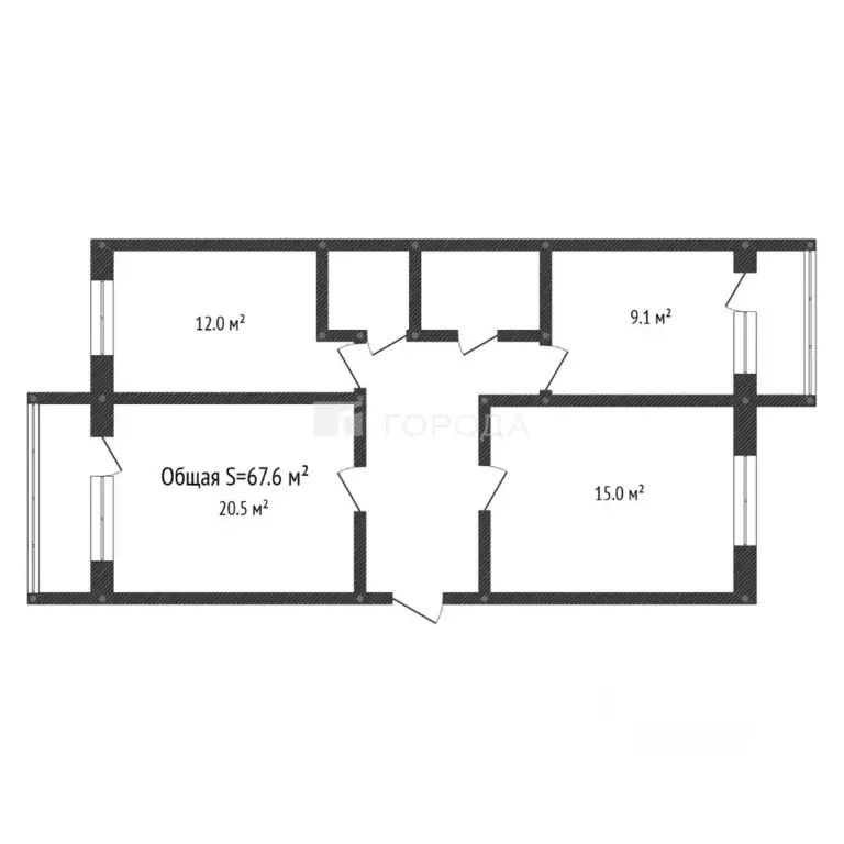 3-к кв. Алтайский край, Барнаул ул. Кутузова, 16Г (67.6 м) - Фото 1