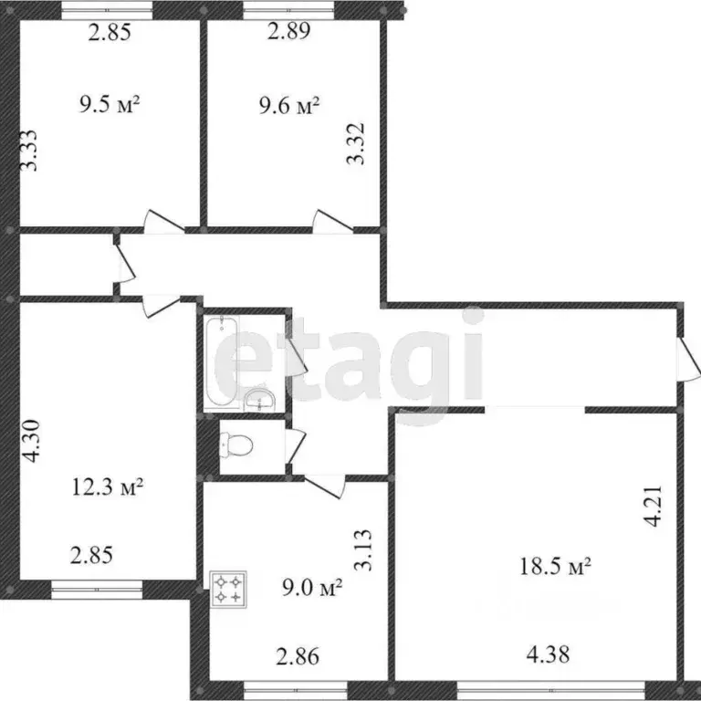 4-к кв. Тюменская область, Тобольск 7А мкр, 37А (78.5 м) - Фото 2