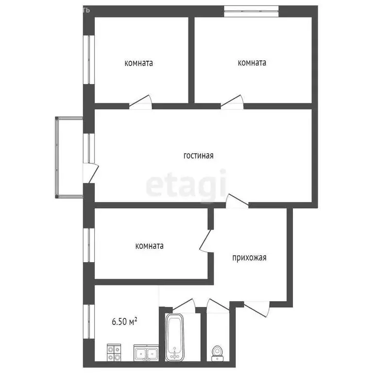 4-комнатная квартира: Муром, Владимирское шоссе, 10 (58.6 м) - Фото 0