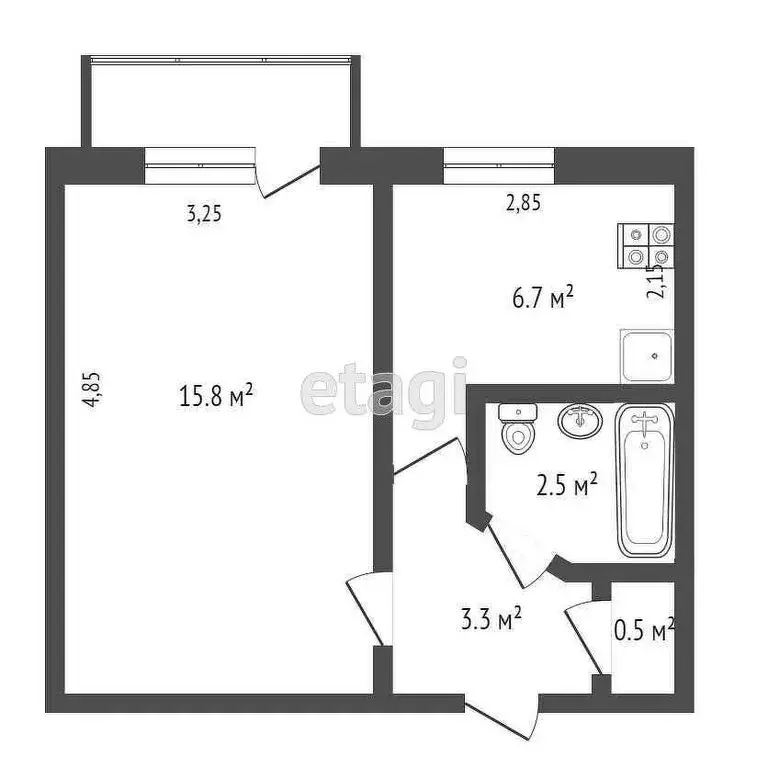 1-комнатная квартира: Усинск, Парковая улица, 3 (28.3 м) - Фото 1