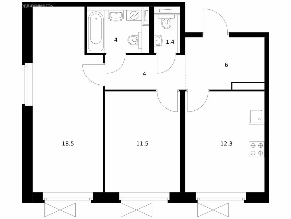 2-комнатная квартира: посёлок городского типа Боброво, ЖК Восточное ... - Фото 1