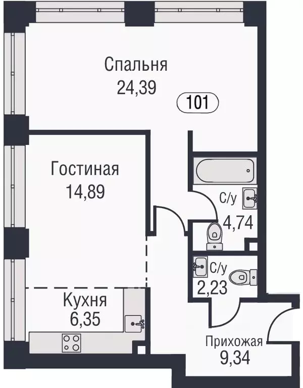 2-к кв. Москва ул. Академика Челомея, 1А (64.1 м) - Фото 0