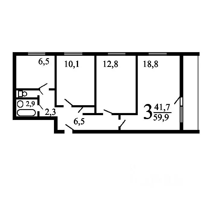 3-к кв. Москва ул. Островитянова, 31 (60.4 м) - Фото 1