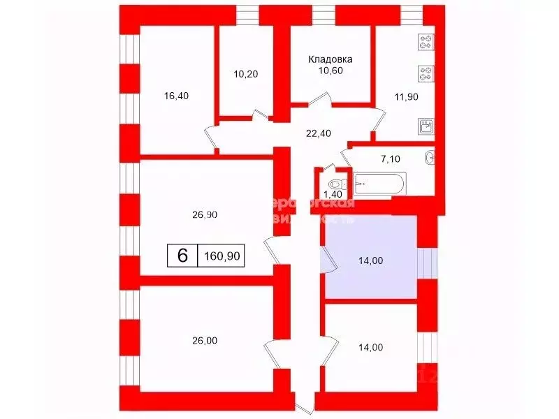 Комната Санкт-Петербург 9-я Красноармейская ул., 3/7 (14.0 м) - Фото 1