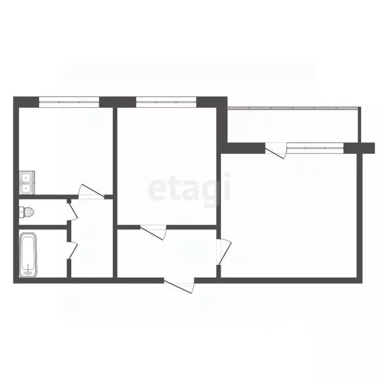 2-к кв. Челябинская область, Чебаркуль ул. Каширина, 37 (50.7 м) - Фото 1