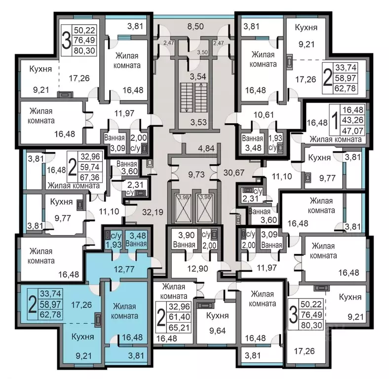 2-к кв. Калужская область, Калуга ул. Минская, 23к1 (62.78 м) - Фото 1