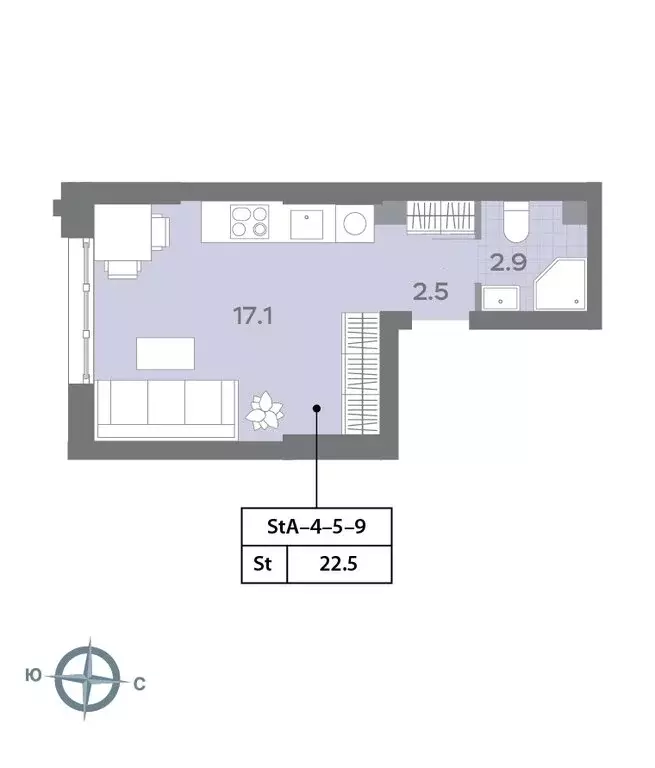 Квартира-студия: Москва, Ильменский проезд, 4к1 (22.8 м) - Фото 1