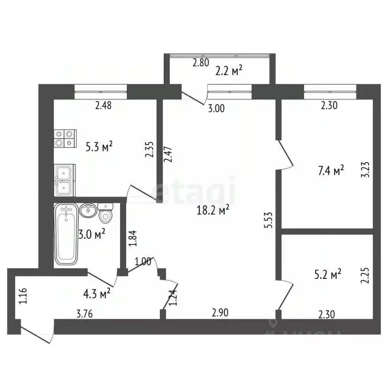 2-к кв. Кемеровская область, Анжеро-Судженск ул. Лазо, 8 (44.0 м) - Фото 1