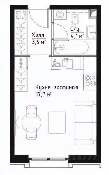 Студия Москва Дубининская ул., 59Б (25.0 м) - Фото 1