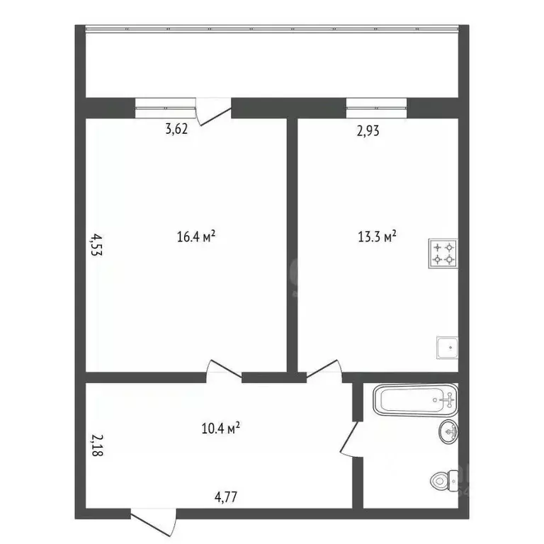 2-к кв. Амурская область, Благовещенск Трудовая ул., 258 (44.0 м) - Фото 1