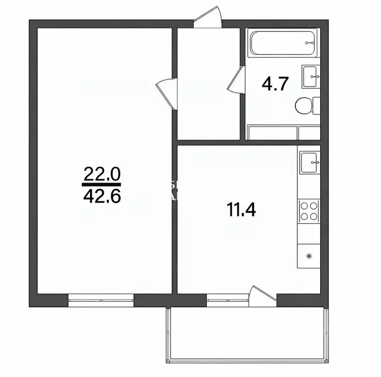 1-к кв. Москва Долгопрудная аллея, 15к2 (42.6 м) - Фото 2