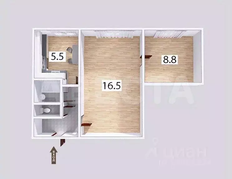 2-к кв. Омская область, Омск Заозерный мкр, ул. Бархатовой, 9А (38.4 ... - Фото 1