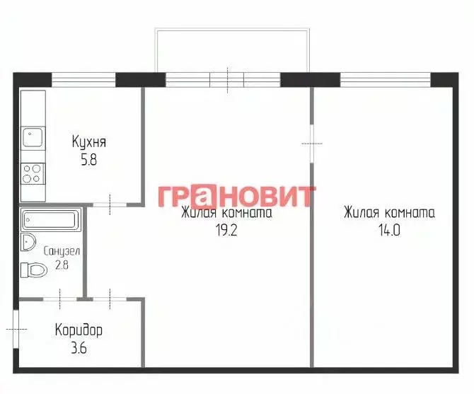 2-к кв. Новосибирская область, Новосибирск Танковая ул., 17 (44.8 м) - Фото 1