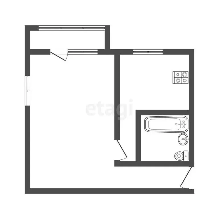 1-комнатная квартира: Новомосковск, улица Чапаева, 6 (31.2 м) - Фото 1