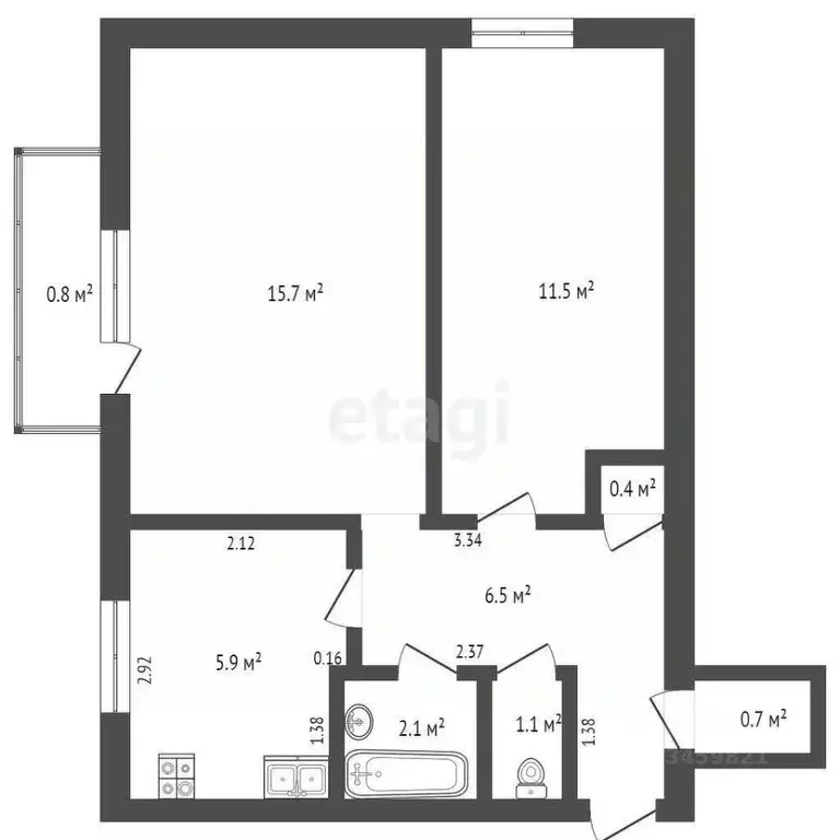 2-к кв. Марий Эл, Йошкар-Ола ул. Йывана Кырли, 34 (43.4 м) - Фото 2