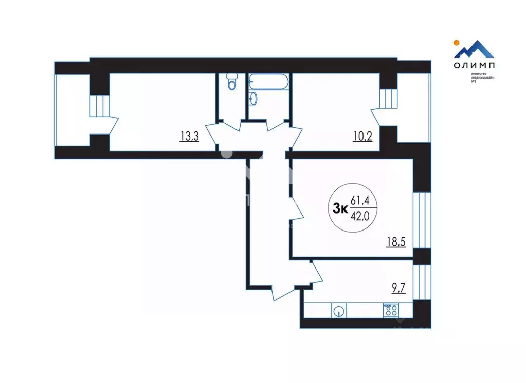 3-к кв. Ярославская область, Тутаев просп. 50-летия Победы, 13 (61.4 ... - Фото 2