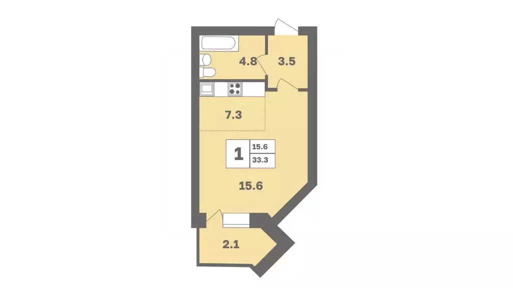 1-к кв. Башкортостан, Уфа Дагестанская ул., лит13 (33.3 м) - Фото 1