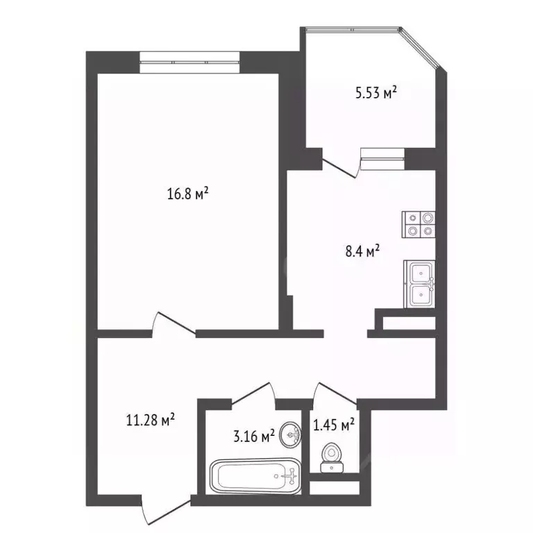 1-к кв. Калужская область, Калуга Тарутинская ул., 241 (40.7 м) - Фото 2