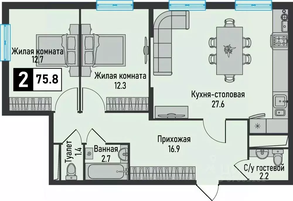 2-к кв. Ставропольский край, Железноводск городской округ, пос. ... - Фото 0