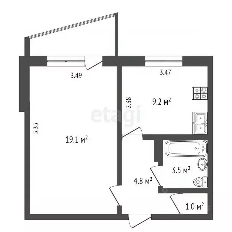 1-к кв. Владимирская область, Ковров ул. Строителей, 26к2 (37.9 м) - Фото 2