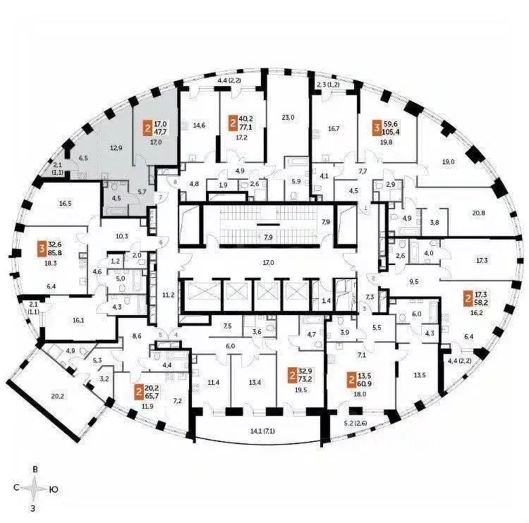 2-к кв. Москва Сидней Сити жилой комплекс, к2/2 (47.7 м) - Фото 1