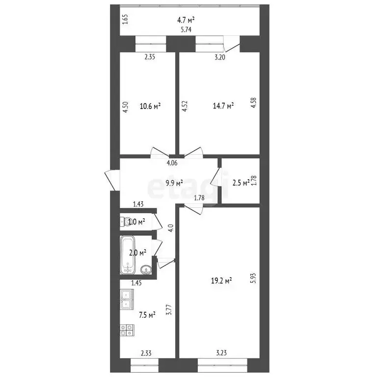3-комнатная квартира: Стерлитамак, улица Худайбердина, 145 (67.4 м) - Фото 1