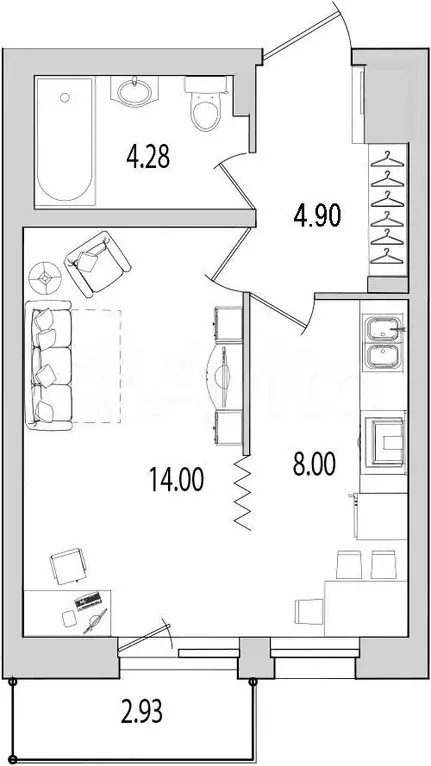 1-к. квартира, 34,1 м, 4/22 эт. - Фото 0