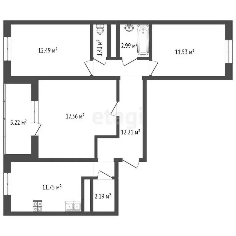 3-комнатная квартира: Балашиха, улица Дмитриева, 2 (71.93 м) - Фото 0