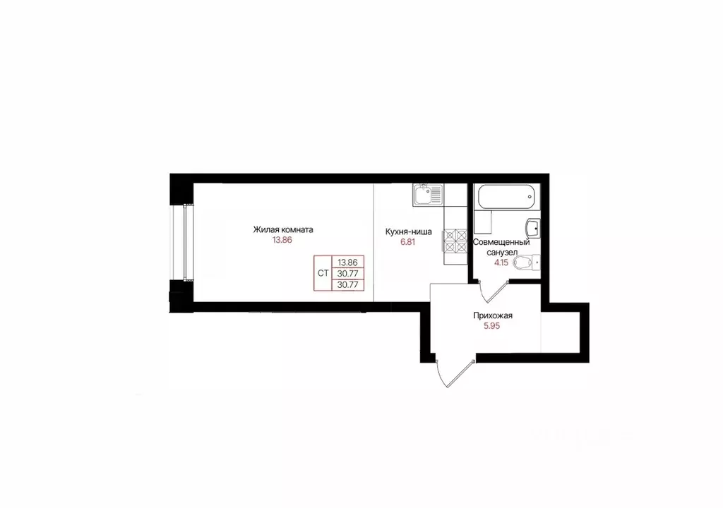 1-к кв. Татарстан, Казань Лето жилой комплекс (30.77 м) - Фото 1