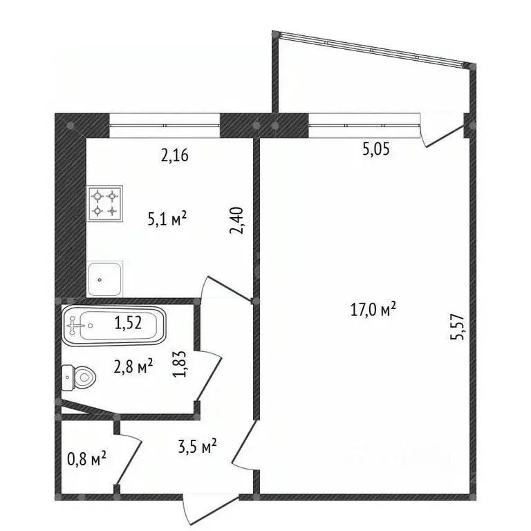 1-к кв. Башкортостан, Уфа ул. Николая Дмитриева, 11 (29.6 м) - Фото 2