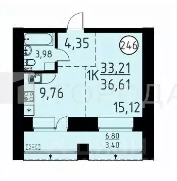 Студия Томская область, Томский район, д. Кисловка, Левобережный мкр ... - Фото 2
