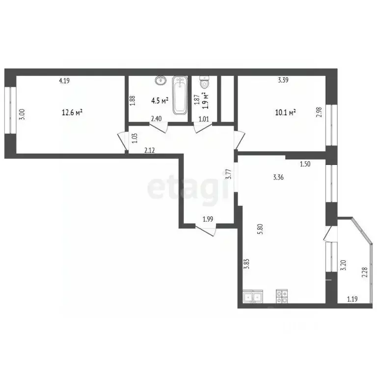 2-к кв. Московская область, Лыткарино ул. Ленина, 12 (56.2 м) - Фото 2