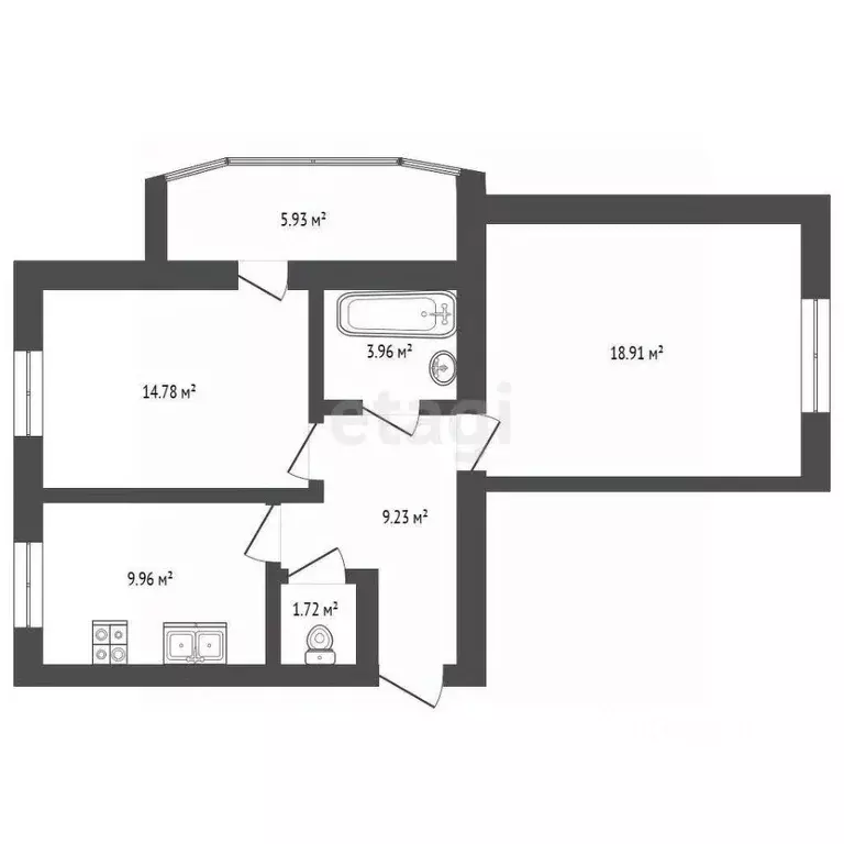 2-к кв. Самарская область, Самара ул. Дыбенко, 23 (62.0 м) - Фото 1