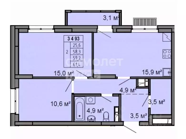 2-к кв. Нижегородская область, Нижний Новгород Резиденция жилой ... - Фото 2