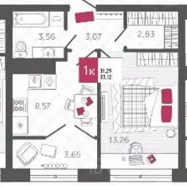 1-к кв. Тульская область, Тула ш. Калужское, 20к2 (35.0 м) - Фото 2