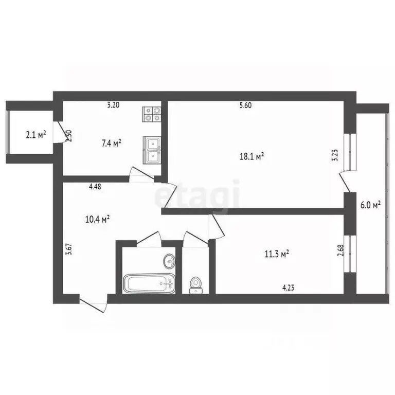2-к кв. Саратовская область, Балашов Молодежная ул., 7 (51.2 м) - Фото 1