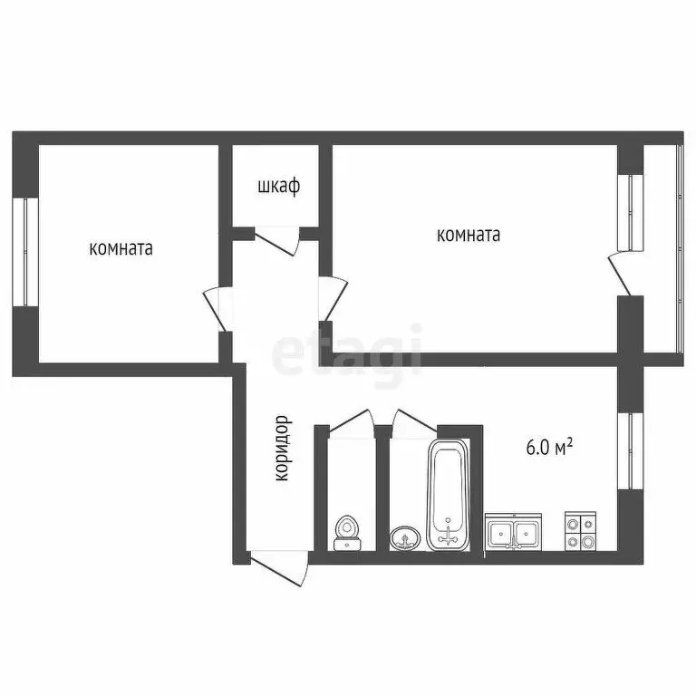 2-комнатная квартира: Талица, улица Льва Толстого, 14 (45.3 м) - Фото 1