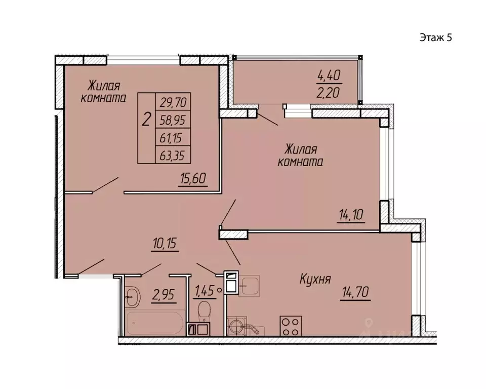 2-к кв. Ивановская область, Иваново ул. Жарова, 79 (63.35 м) - Фото 0
