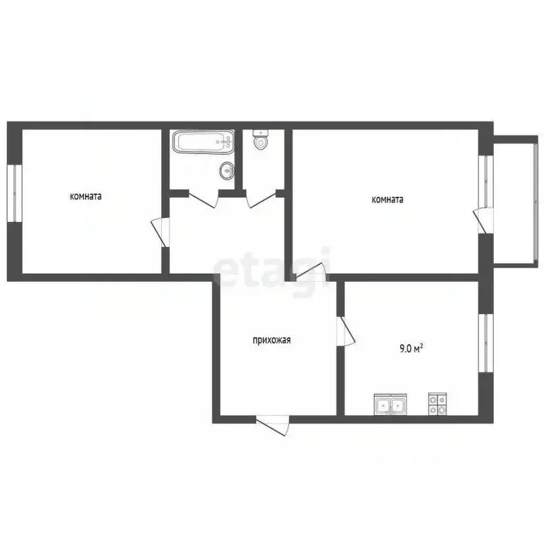 2-к кв. Владимирская область, Муром ул. Мечникова, 56 (53.0 м) - Фото 2