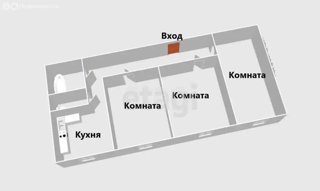 3-комнатная квартира: Южно-Сахалинск, улица А.О. Емельянова, 17А (67 ... - Фото 1