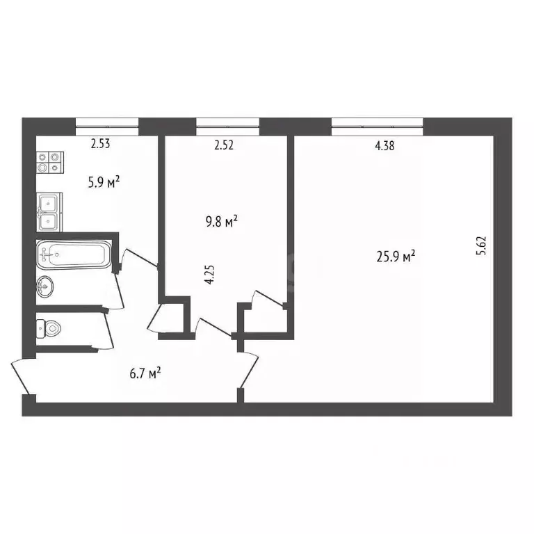 2-к кв. Псковская область, Псков Рижский просп., 42А (52.2 м) - Фото 2
