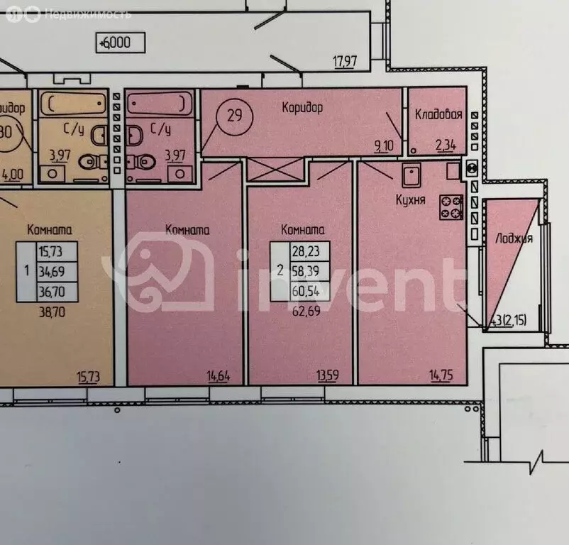 2-комнатная квартира: Калининград, улица Сержанта Мишина, 81к3 (60.54 ... - Фото 0