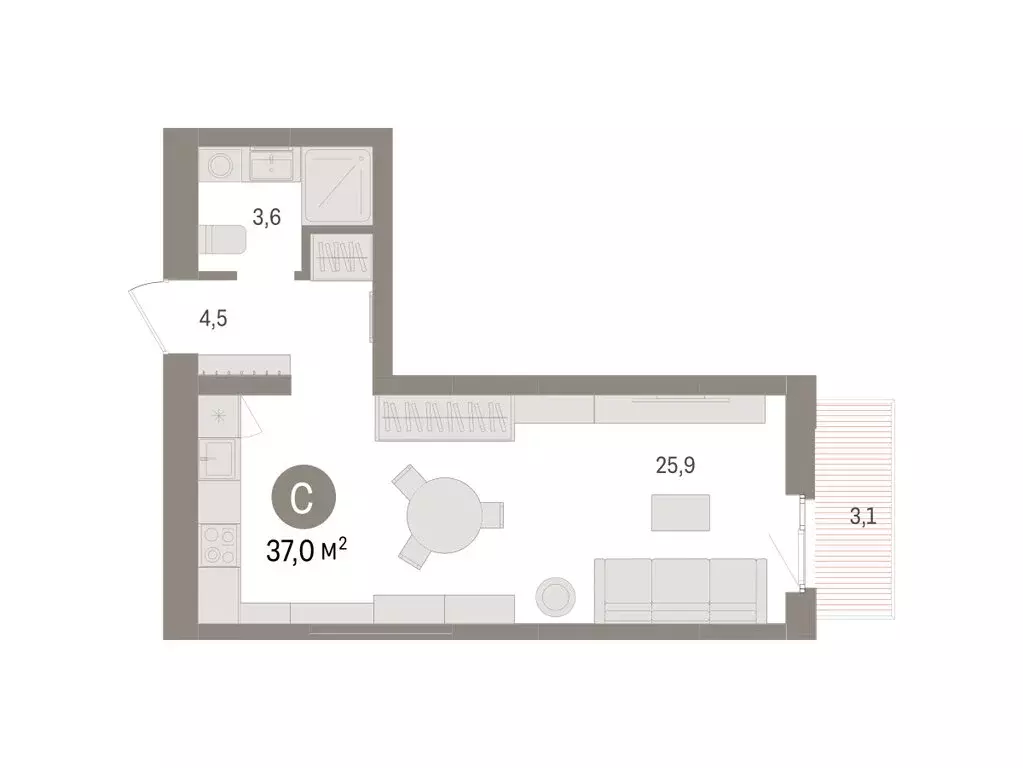 Квартира-студия: Челябинская область, Сосновский муниципальный округ, ... - Фото 2