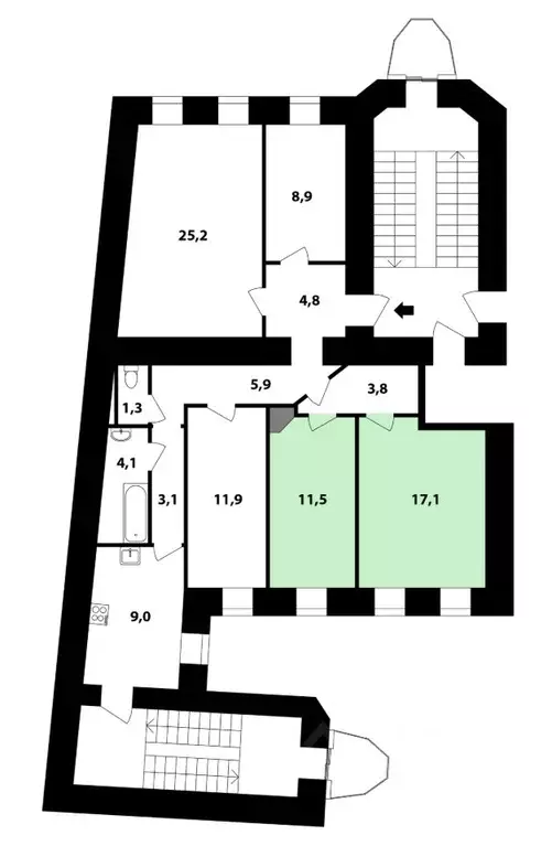 Комната Санкт-Петербург ул. Куйбышева, 20 (28.6 м) - Фото 1