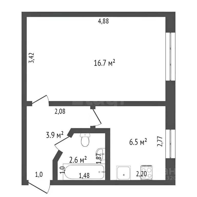 1-к кв. Ханты-Мансийский АО, Нефтеюганск 8-й мкр, 6 (29.2 м) - Фото 1