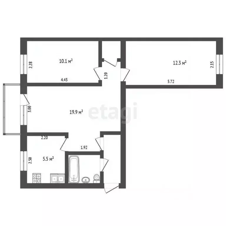 3-к кв. Томская область, Томск пер. Нахимова, 2 (55.5 м) - Фото 2