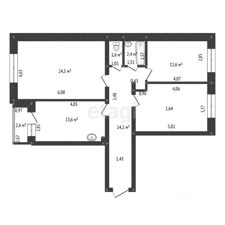 3-к кв. Башкортостан, Уфимский район, с. Миловка проезд Белоречный, 3 ... - Фото 2